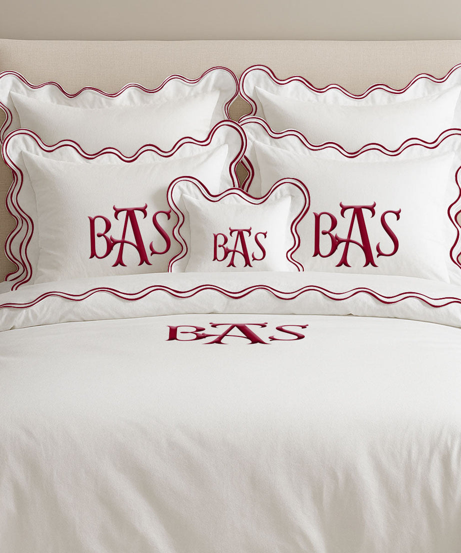 Monogram Cotton Luxurious Double Scallop Duvet Cover