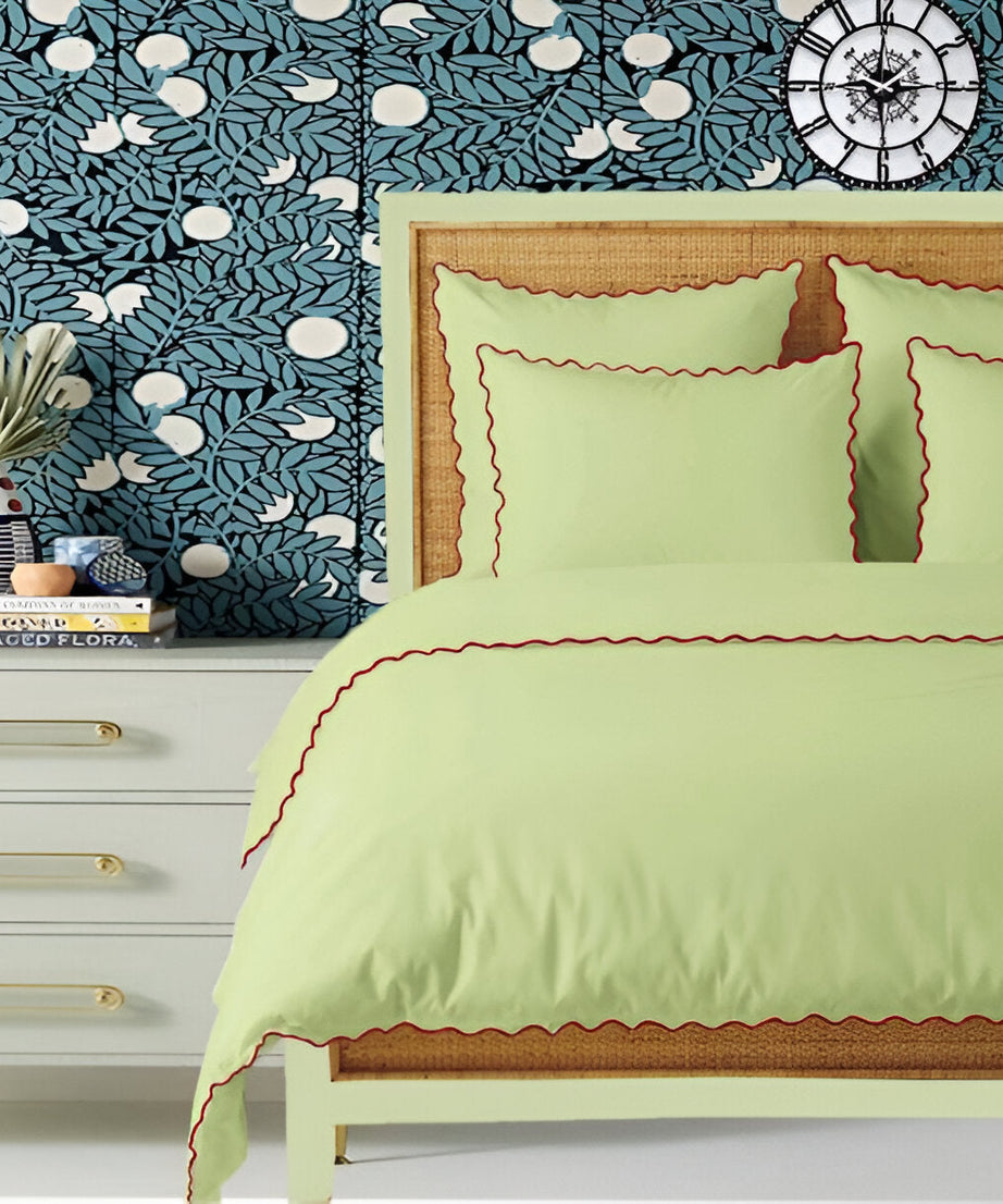 Sage 400TC Cotton Small Scallop Embroidery Duvet Cover Set