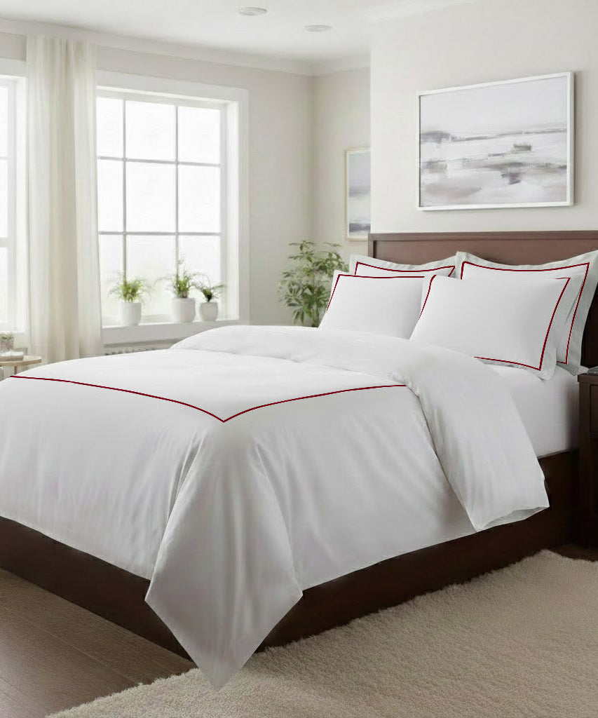 400TC Cotton Single Embroidery Sateen Solid Duvet Cover Set