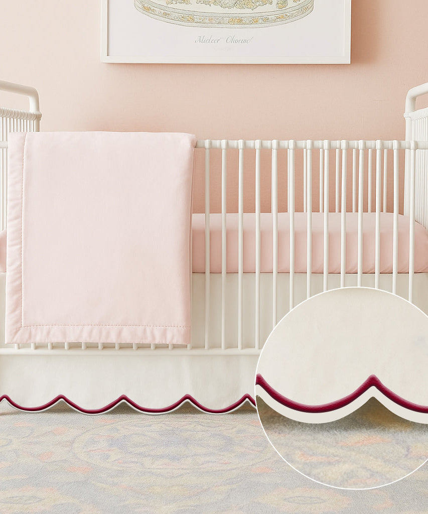 Scallop Embroidery Cotton Crib Skirt