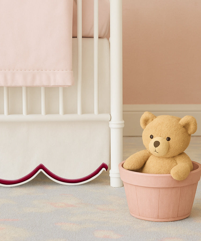 Scallop Embroidery Cotton Crib Skirt
