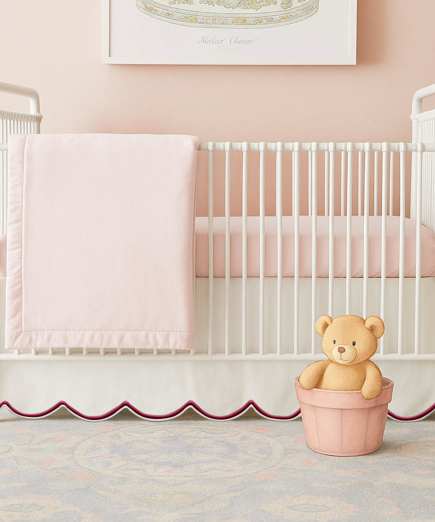 Scallop Embroidery Cotton Crib Skirt