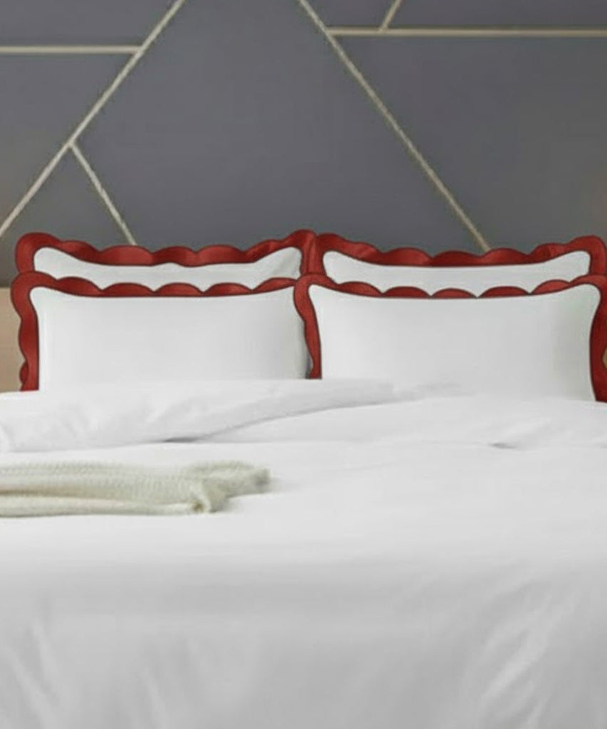 Scalloped & Wavy Applique Embroidery Cotton Duvet Cover Set