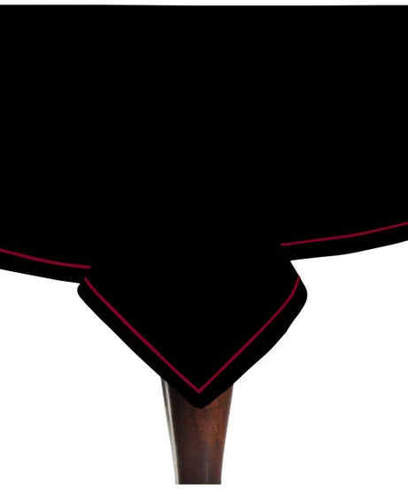 Single Embroidery Border Sateen Cotton Solid Table Cloth - Black