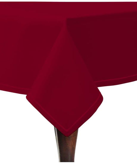 Single Embroidery Border Sateen Cotton Solid Table Cloth - Burgundy