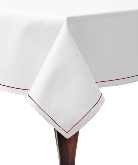 Single Embroidery Border Sateen Poly Cotton Solid Table Cloth