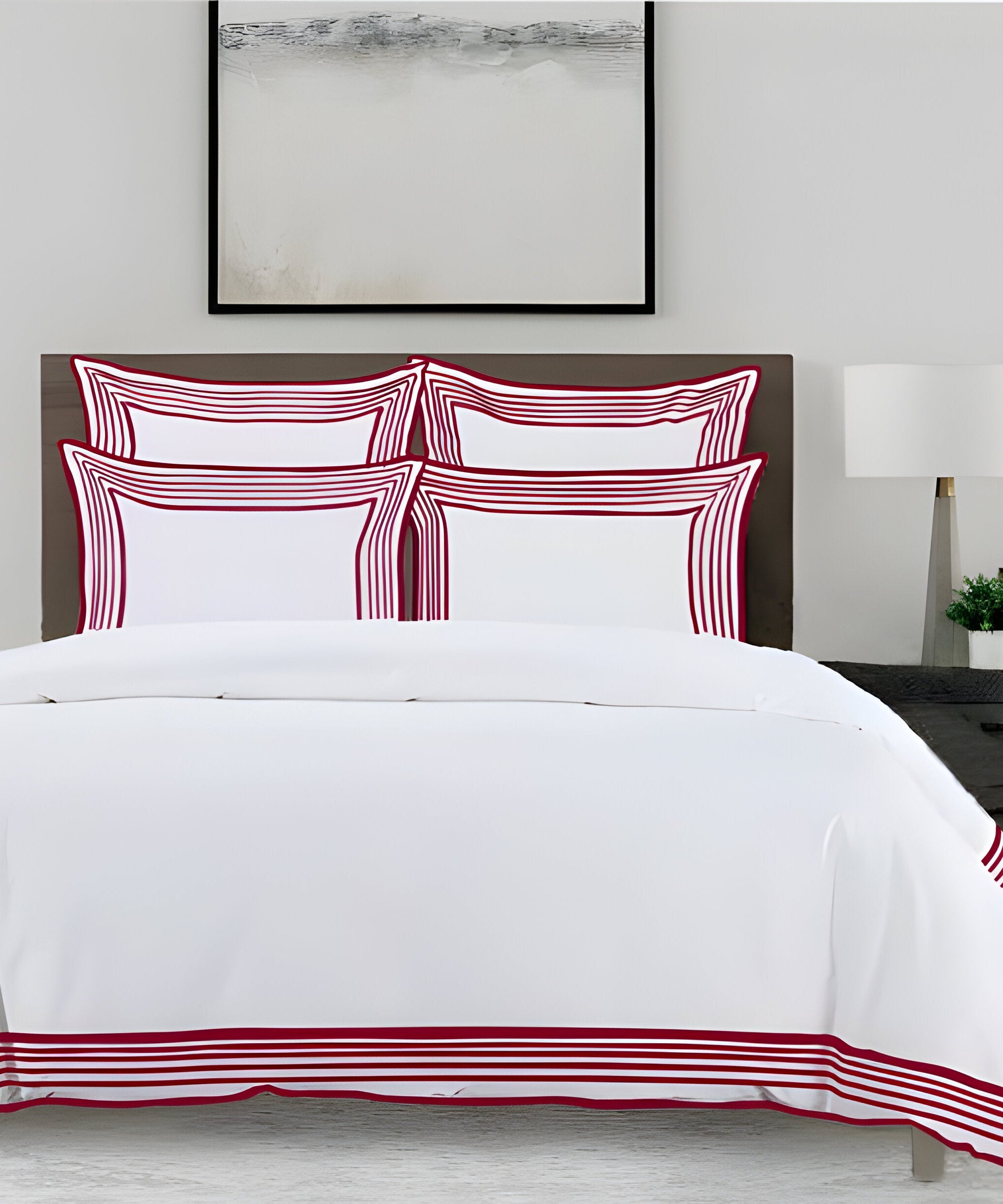 Smart Border 400TC Cotton Embroidery Sateen Solid Duvet Cover Set