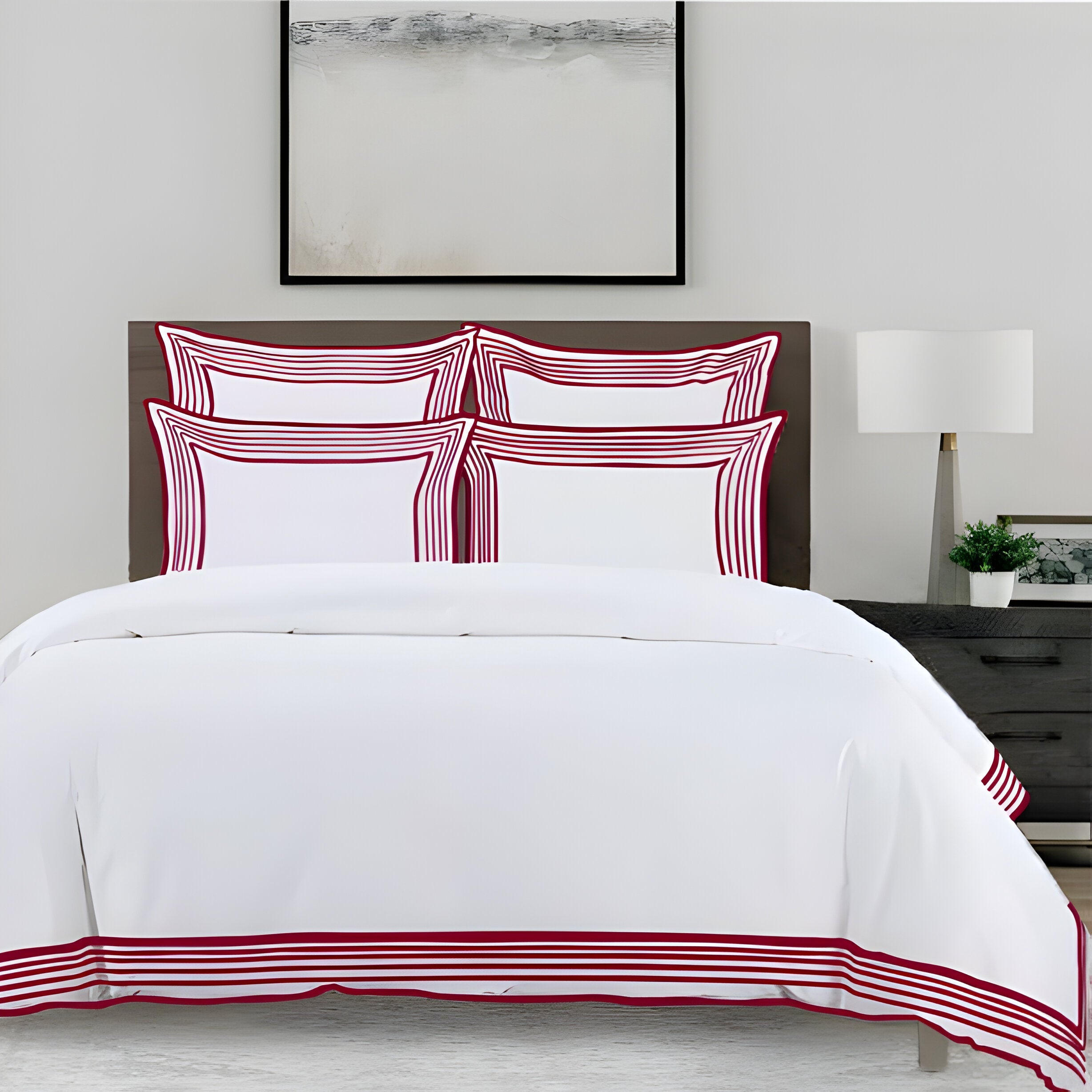 Smart Border 400TC Cotton Embroidery Sateen Solid Duvet Cover Set