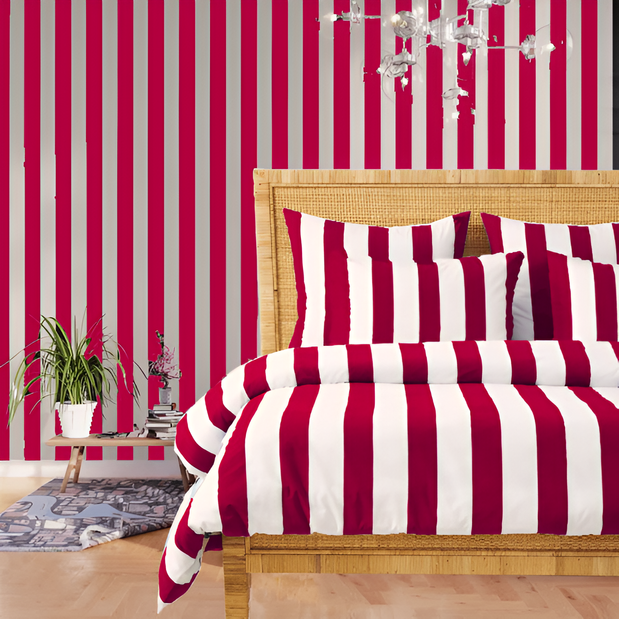 400TC Stripe Border Frame Cotton Sateen Duvet Cover Set