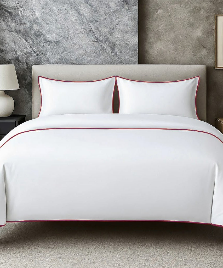 400 TC 100% Tencel Soft Silk Piping Duvet Cover Set