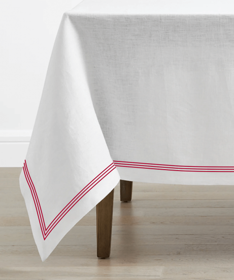 Triple Embroidery Border Linen Table Cloth