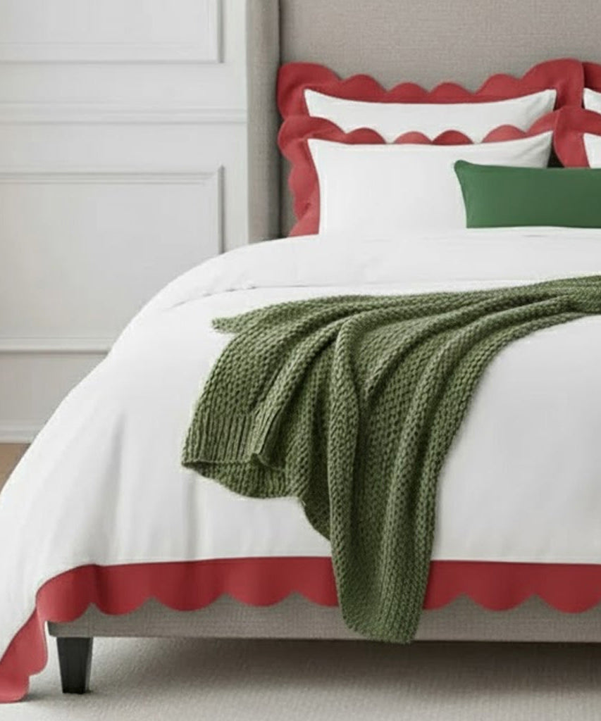 Wavy Applique Embroidery Cotton Duvet Cover Set