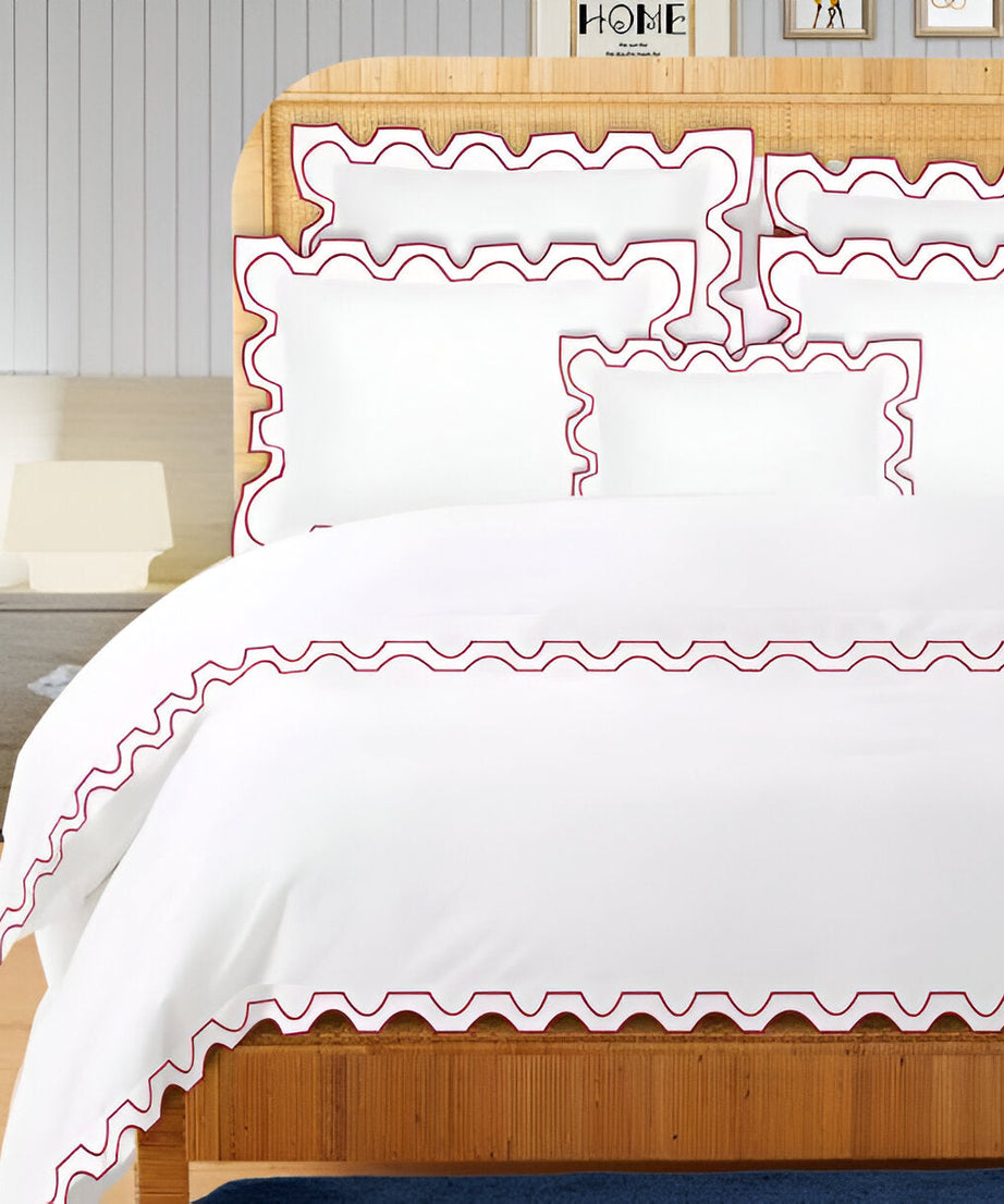 400TC Zig & Zag U Shape Embroidery Cotton Duvet Cover Set