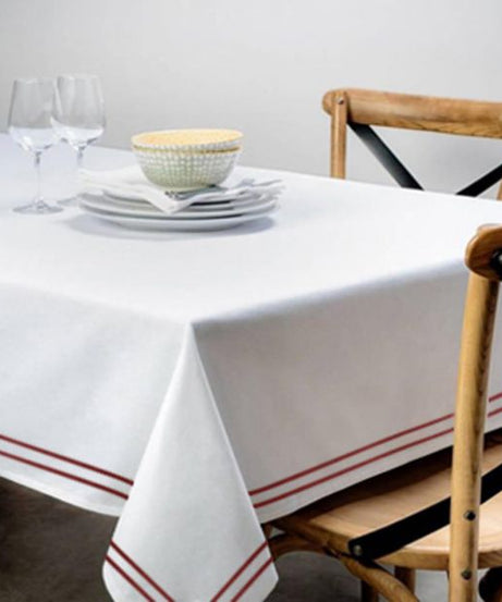 Double Embroidery Border Cotton Sateen Solid Table Cloth