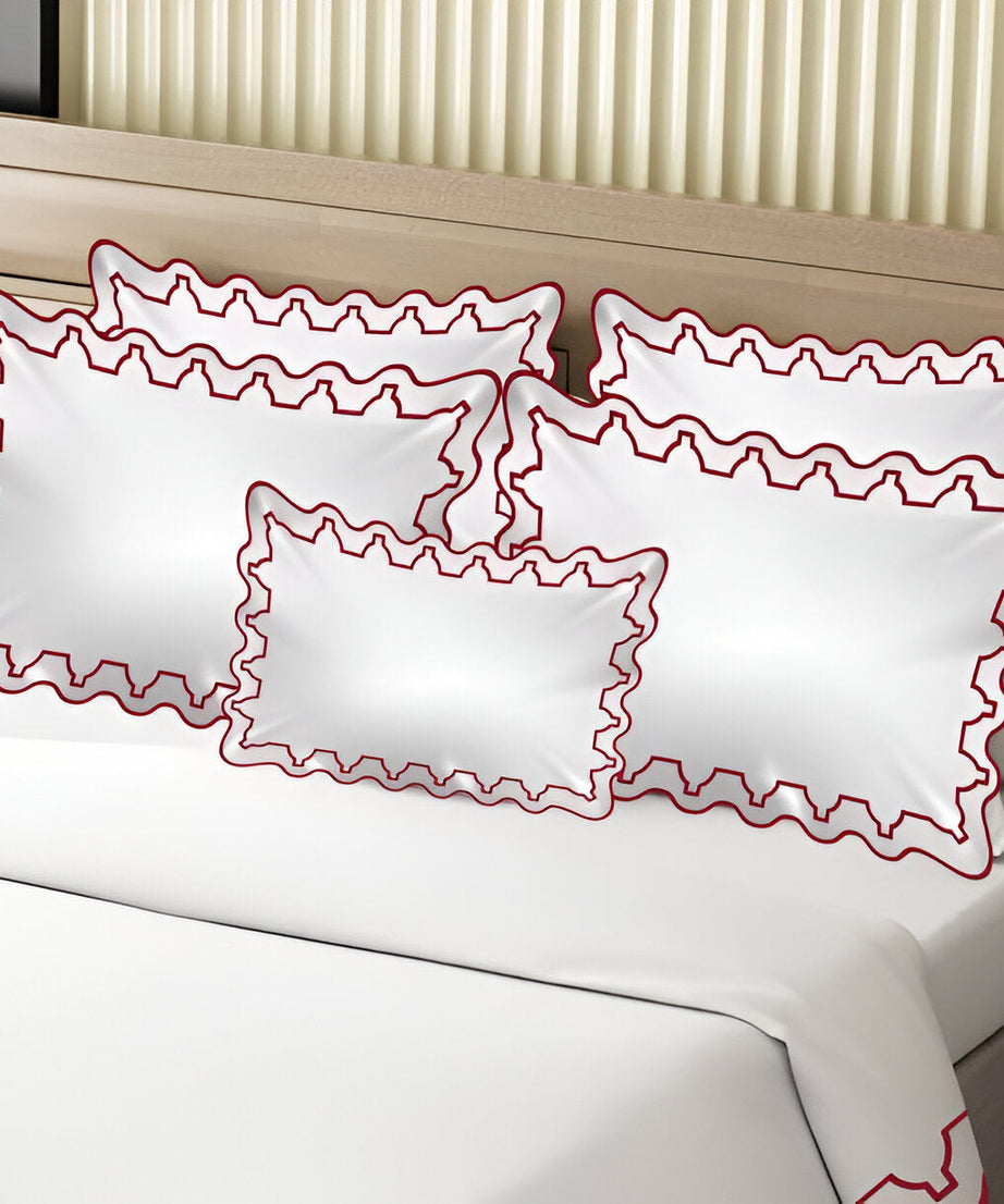 Imaginary Scallop 400TC Cotton Embroidery Sateen Solid Duvet Cover Set