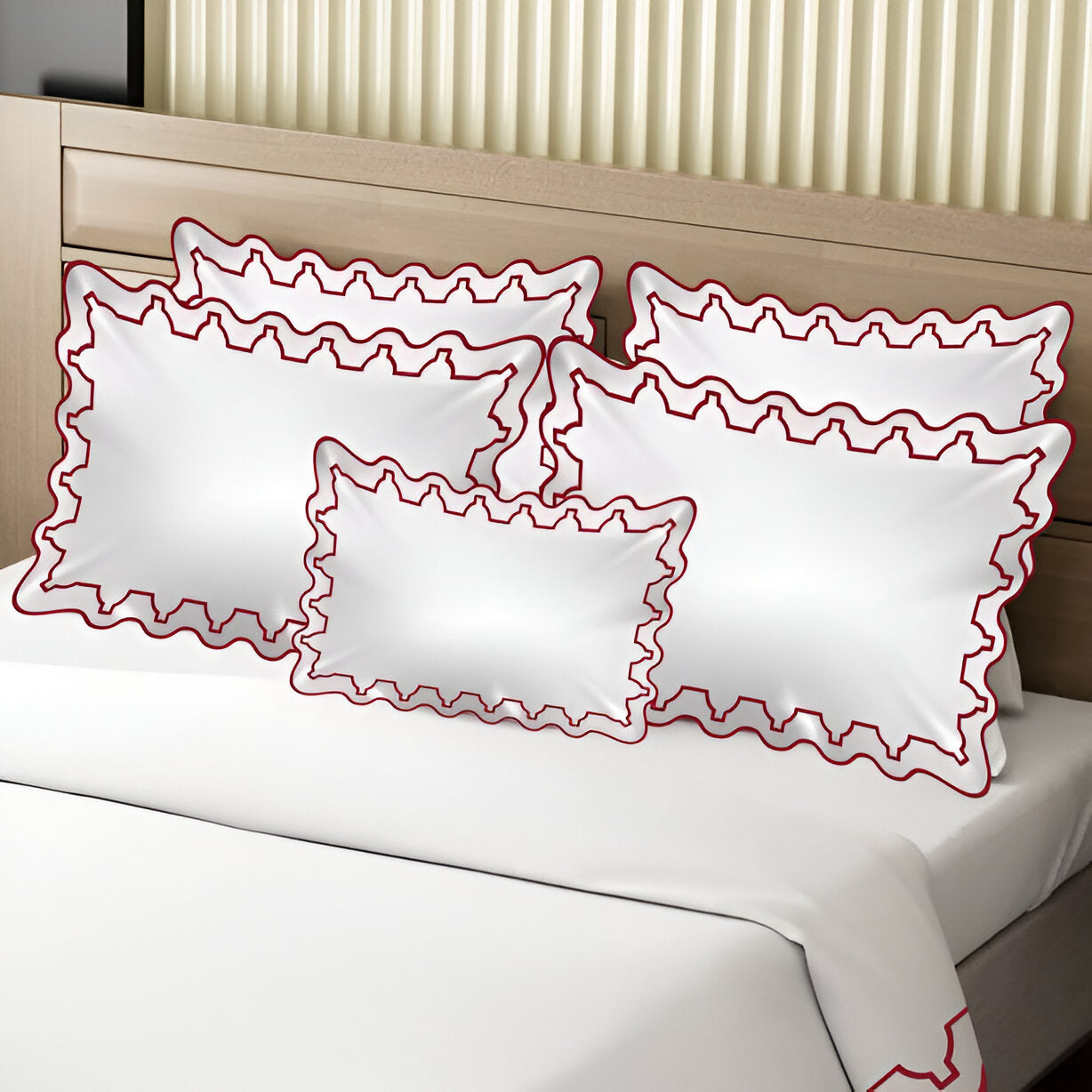Imaginary Scallop 400TC Cotton Embroidery Sateen Solid Duvet Cover Set