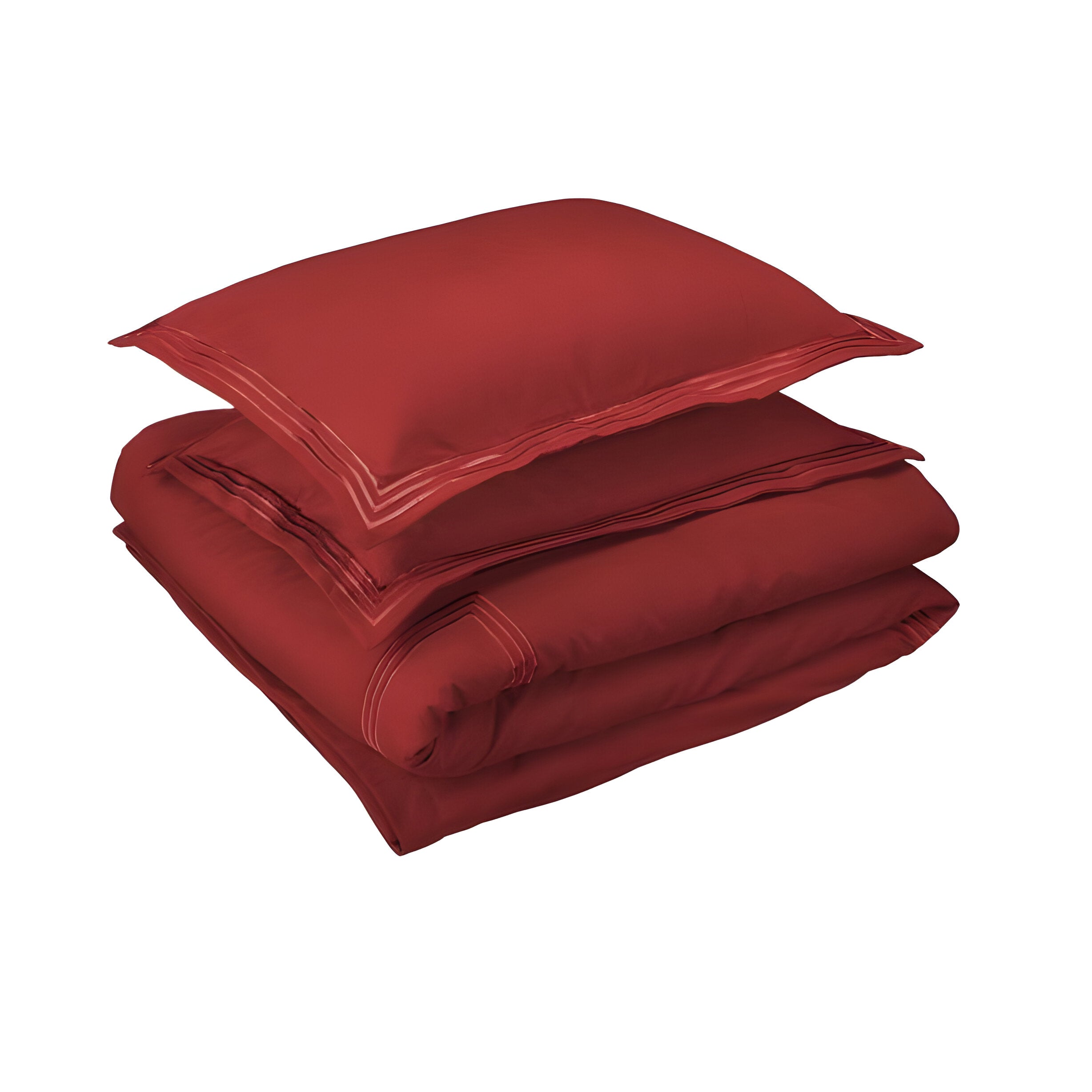 400TC Cotton Luxurious Triple Embroidery Sateen Solid Duvet Cover Set