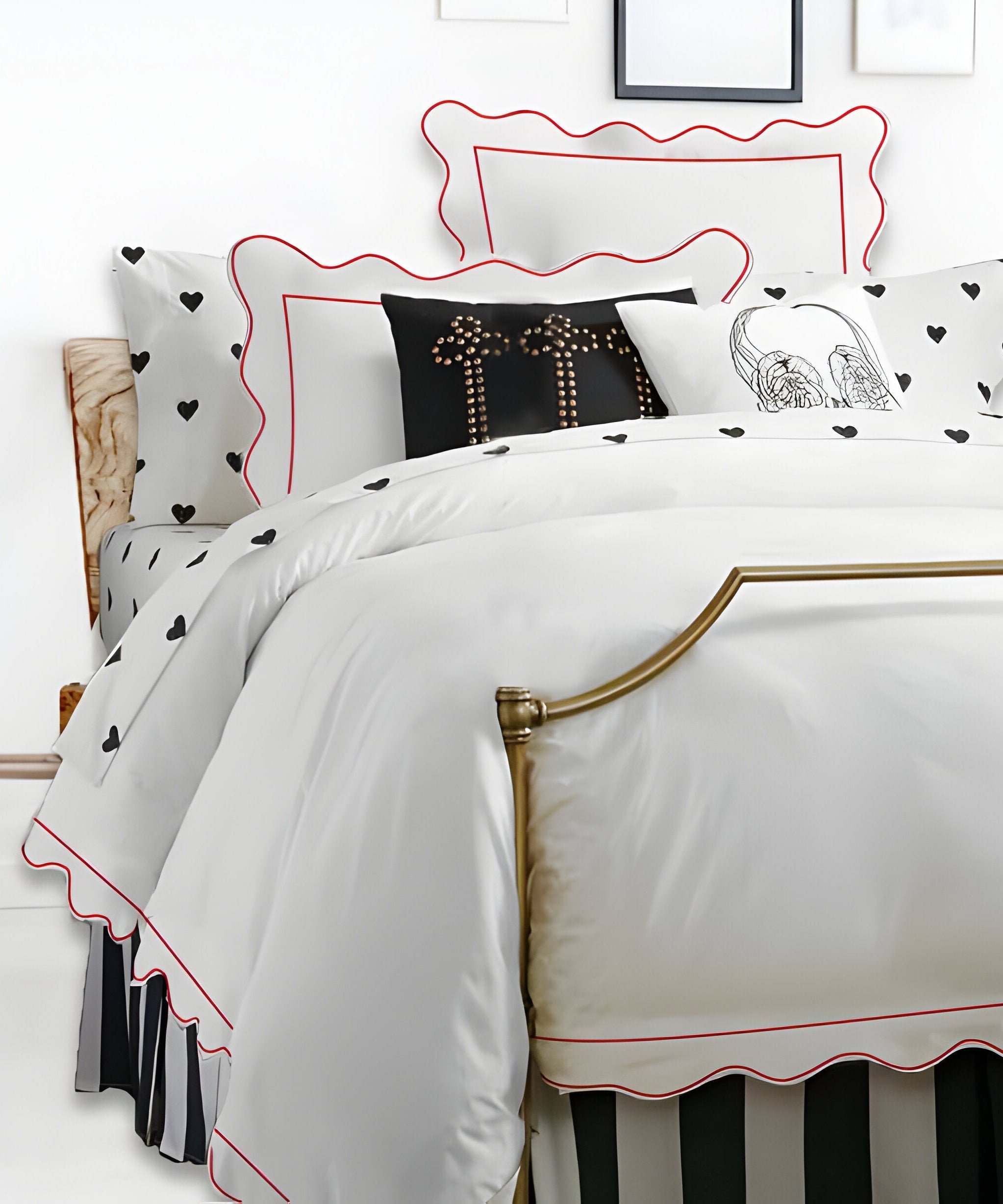 400TC Cotton Scallop Embroidery & Border Sateen Solid Duvet Cover Set