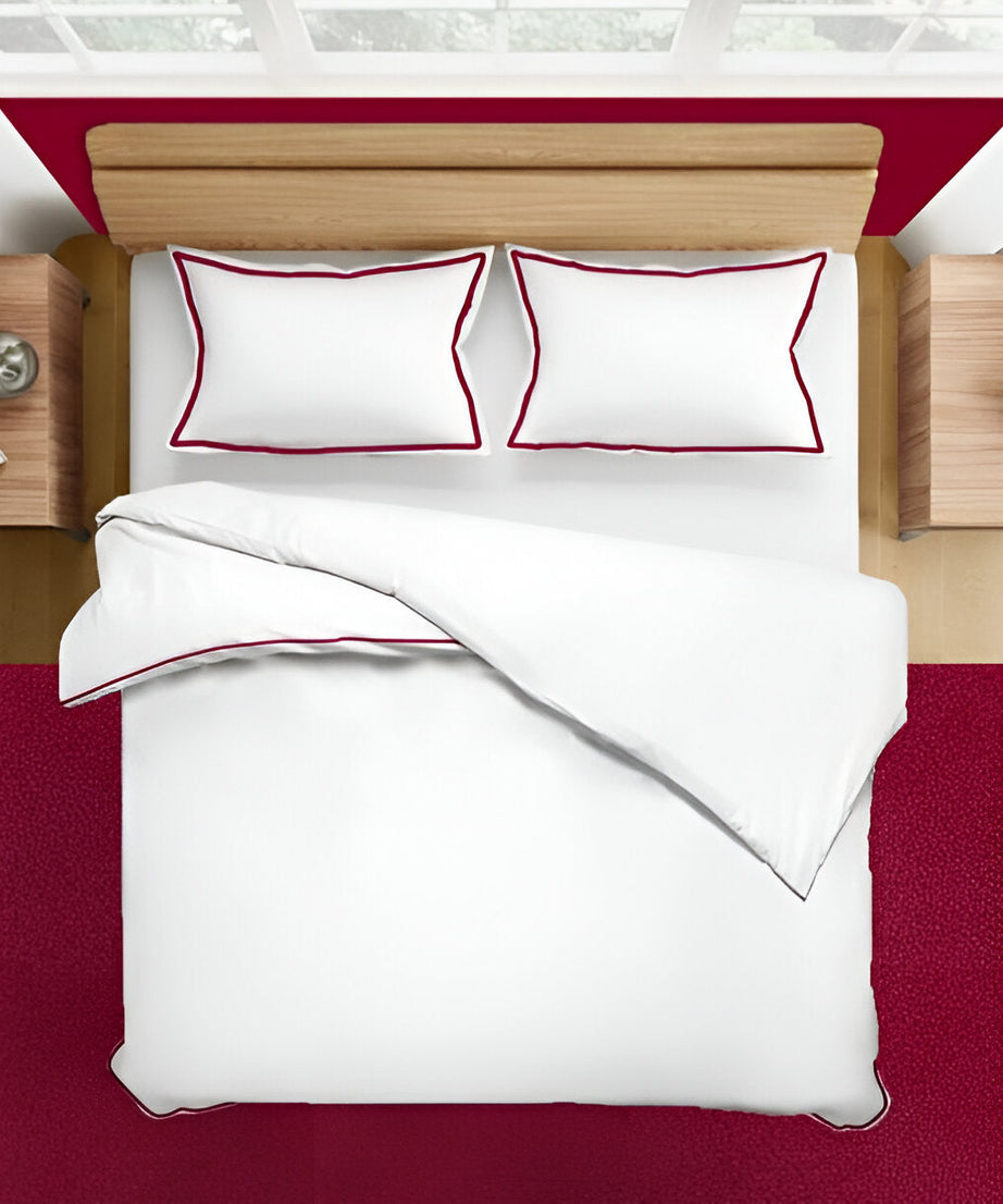 400TC Embroidery Cotton Sateen Solid Duvet Cover Set