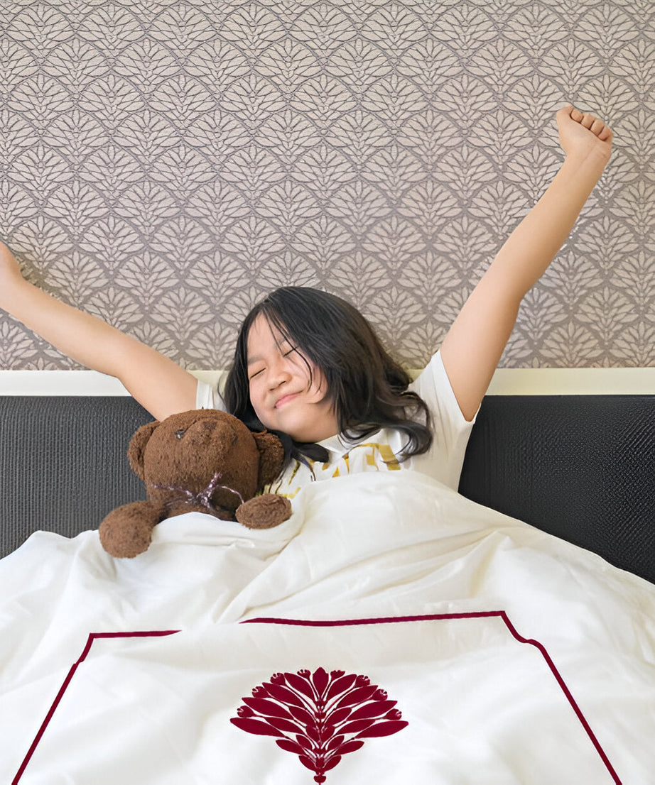 Leafy Embroidered Cotton Sateen Duvet Cover Set