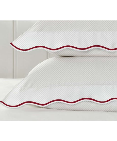 400TC Cotton Scallop Embroidery Sateen Microcheck Duvet Cover Set