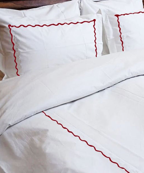 Ava 400TC Cotton Scallop Embroidery Sateen Solid Duvet Cover Set