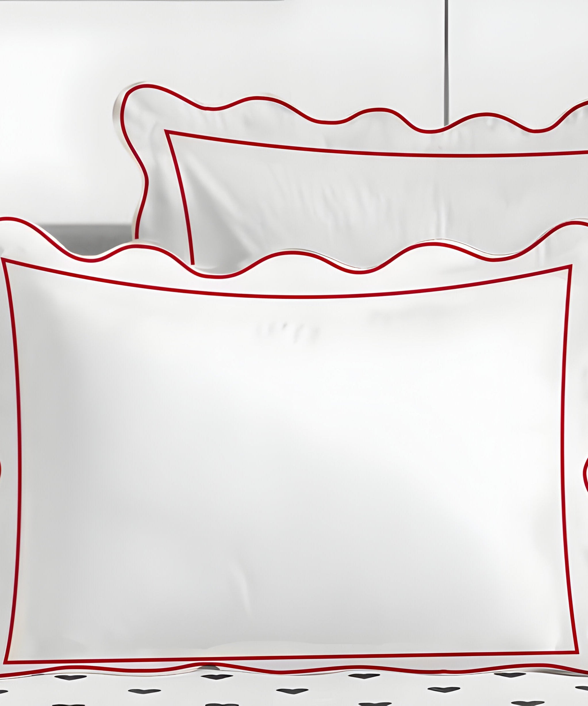 400TC Cotton Scallop Embroidery & Border Sateen Solid Duvet Cover Set