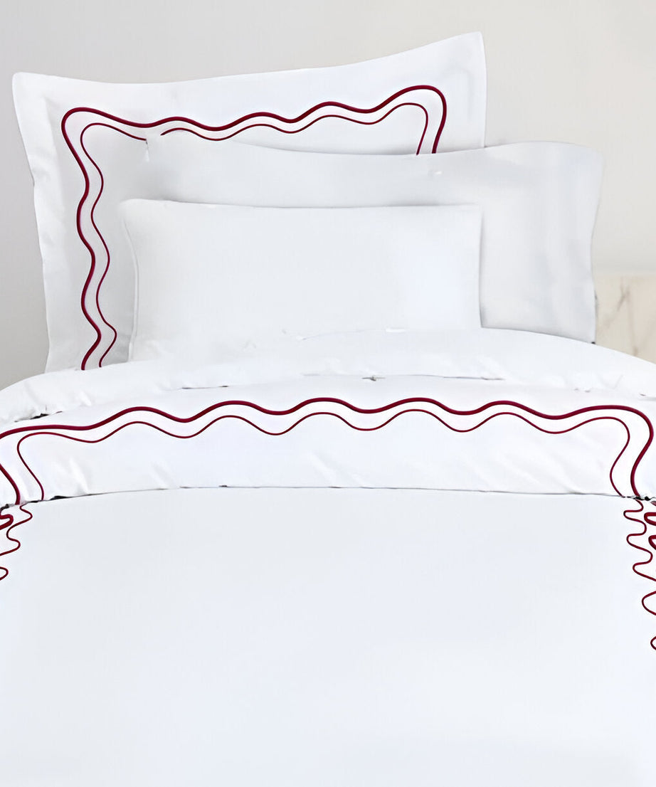 Double Wavy Embroidered Cotton Duvet Cover Set