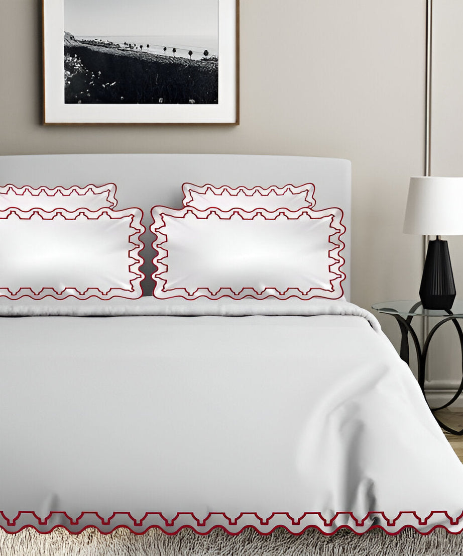 Imaginary Scallop 400TC Cotton Embroidery Sateen Solid Duvet Cover Set