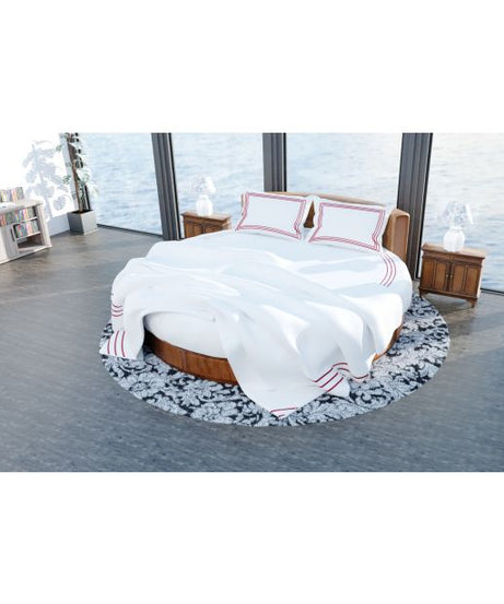 400TC Cotton Triple Embroidery Sateen Solid Round Duvet Cover Set