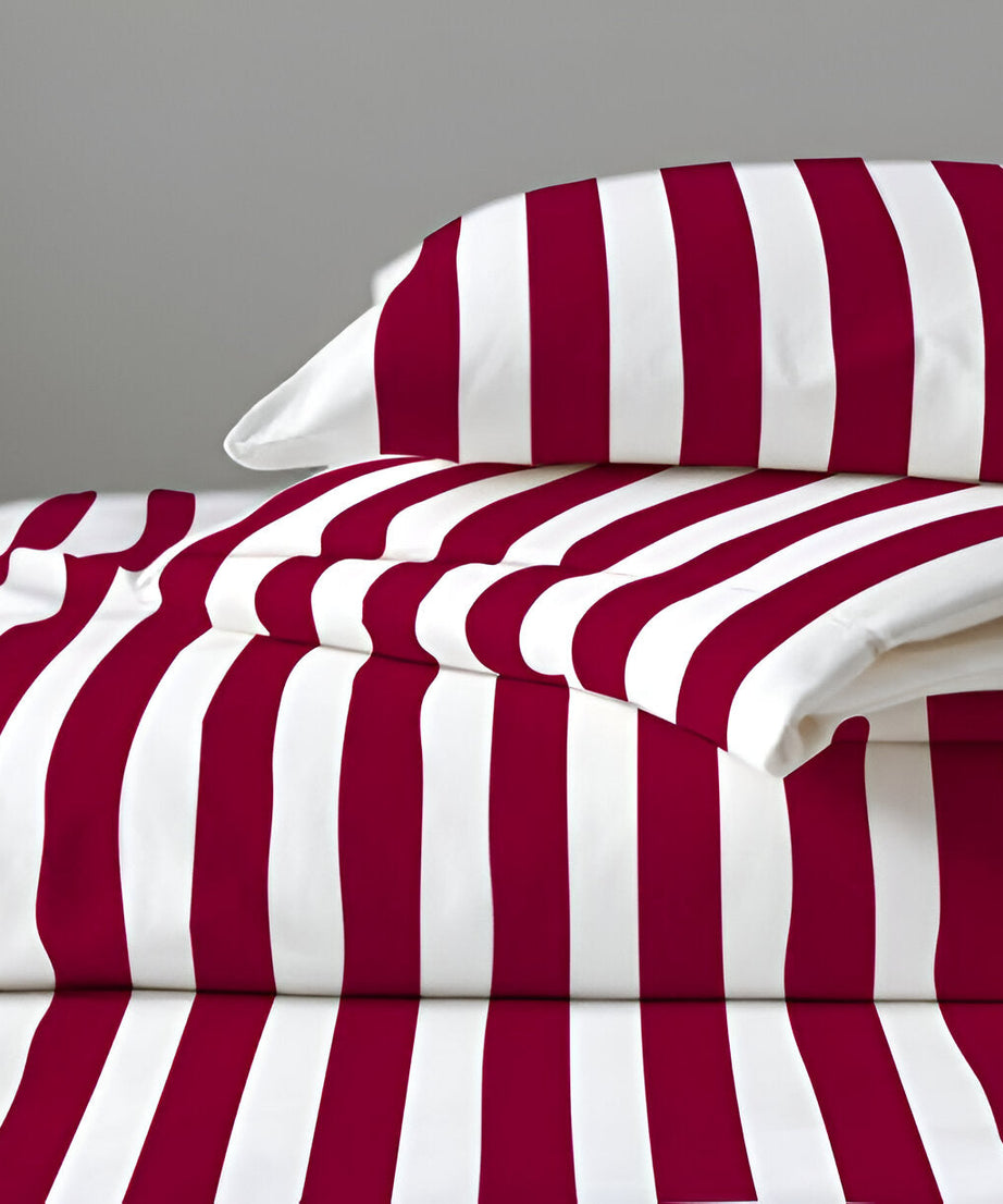 400TC Stripe Border Frame Cotton Sateen Duvet Cover Set