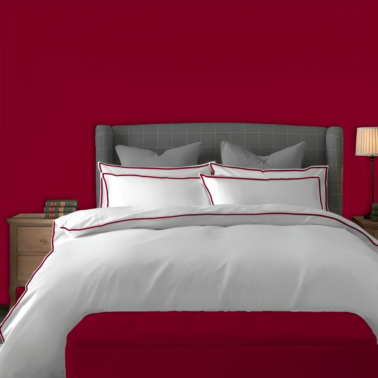 400TC Embroidery Cotton Sateen Solid Duvet Cover Set