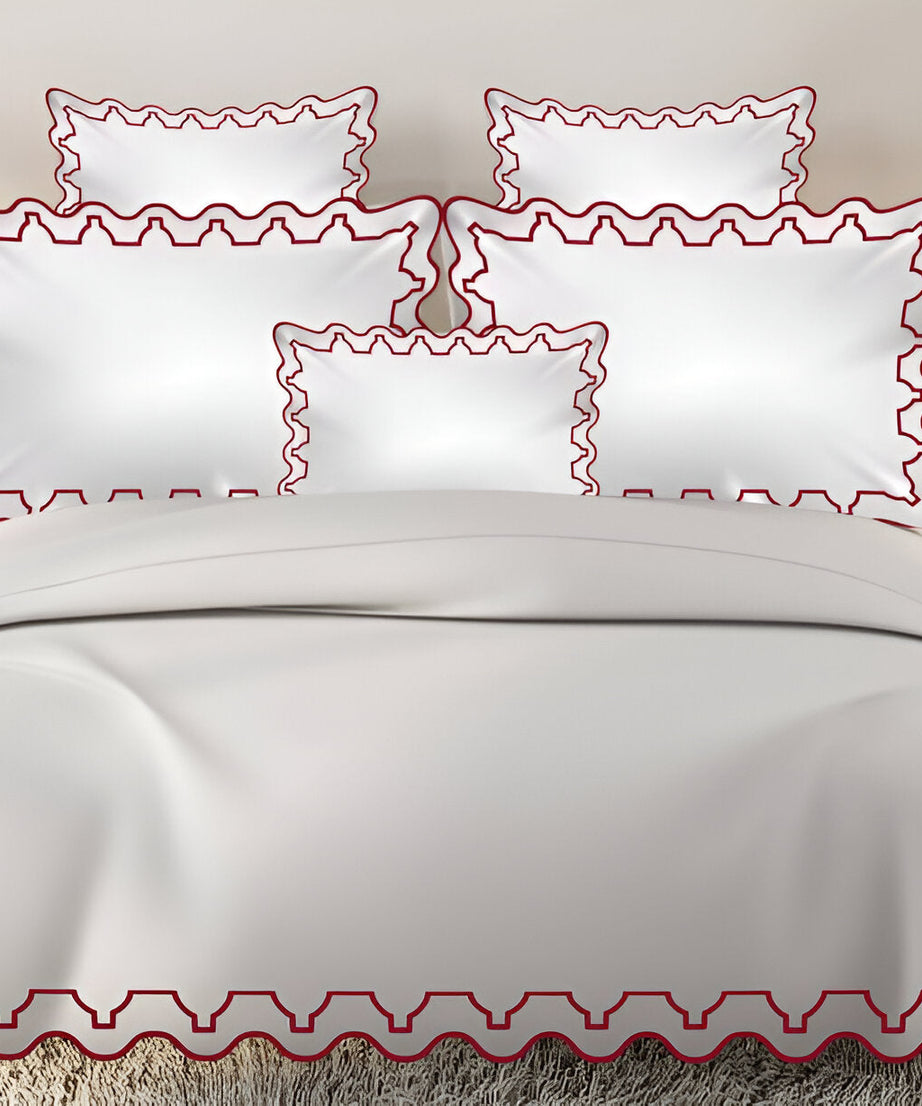 Imaginary Scallop 400TC Cotton Embroidery Sateen Solid Duvet Cover Set