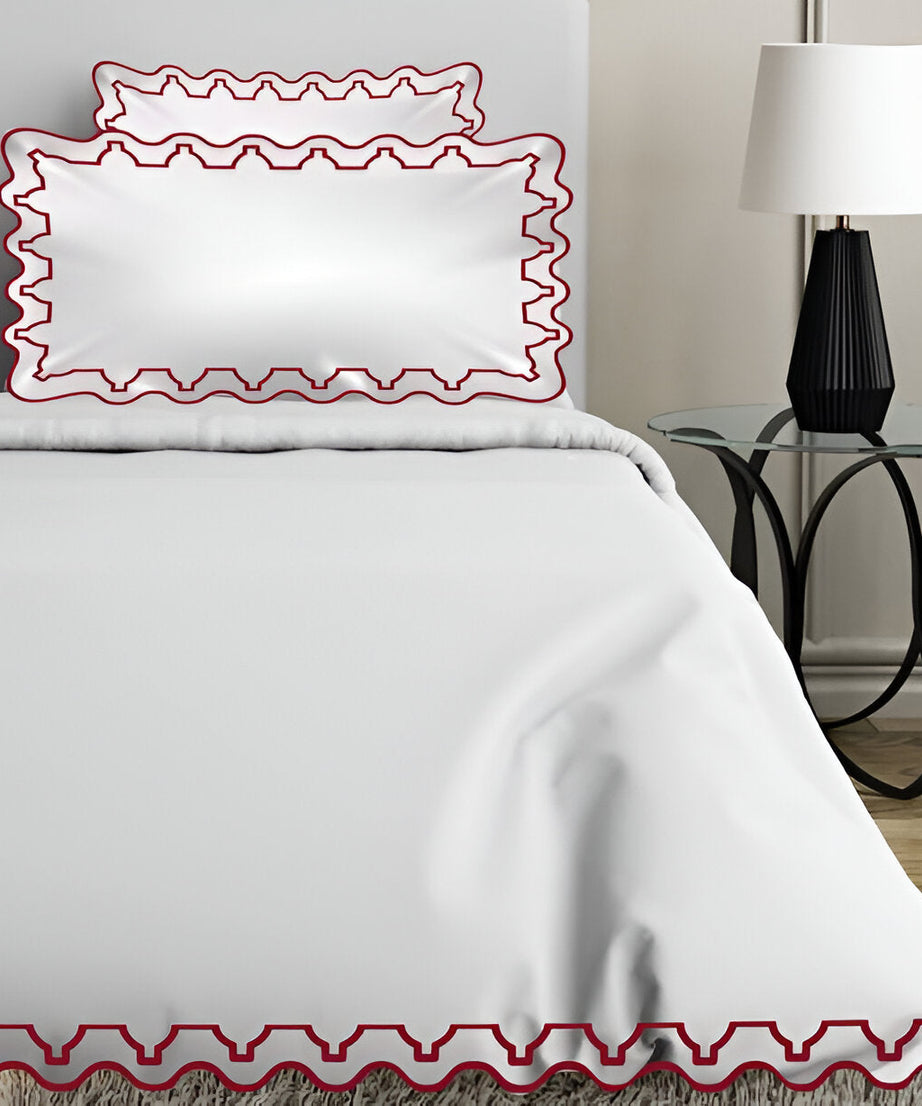 Imaginary Scallop 400TC Cotton Embroidery Sateen Solid Duvet Cover Set