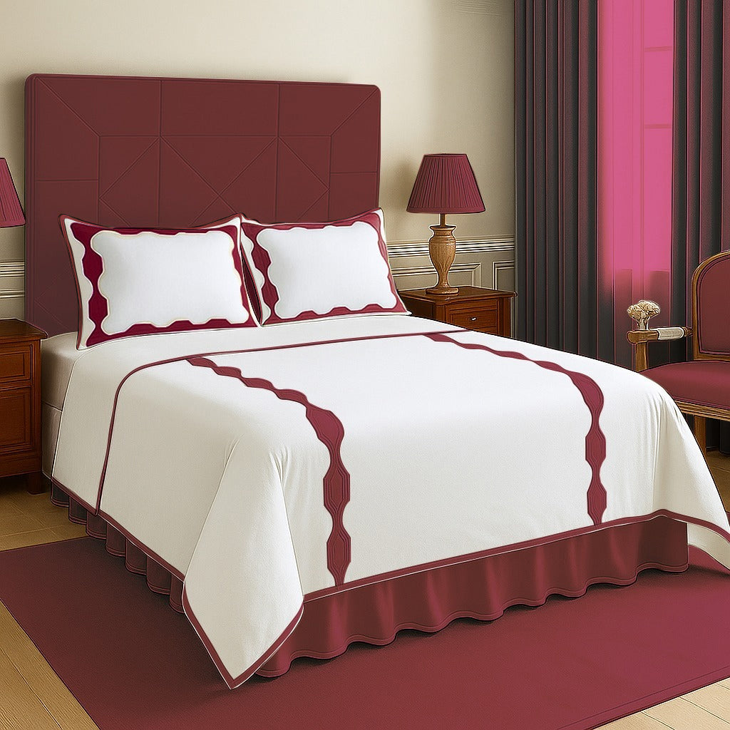 Hexagonal Applique Border Cotton Duvet Cover Set
