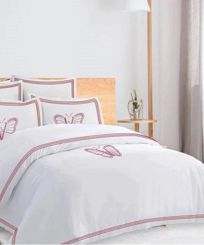 Monogam 400TC Cotton Triple Edge Embroidery Sateen Solid Duvet Cover Set
