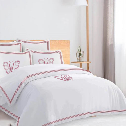 Monogam 400TC Cotton Triple Edge Embroidery Sateen Solid Duvet Cover Set