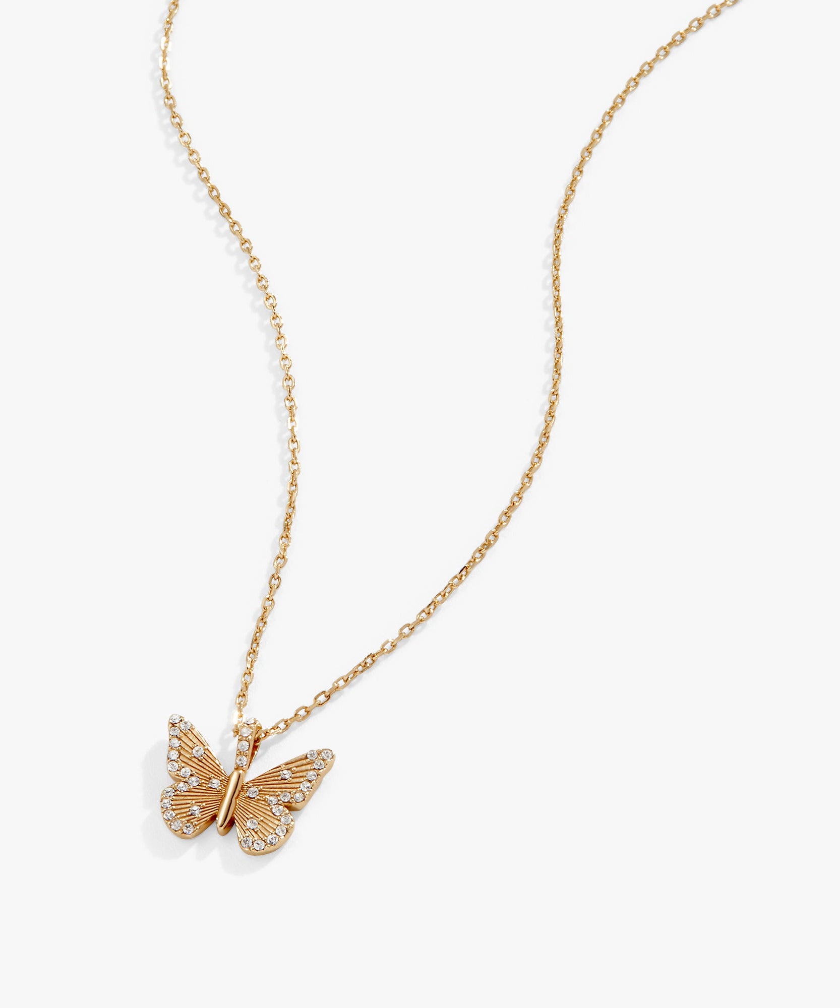 Butterfly + Crystal Necklace, Adjustable