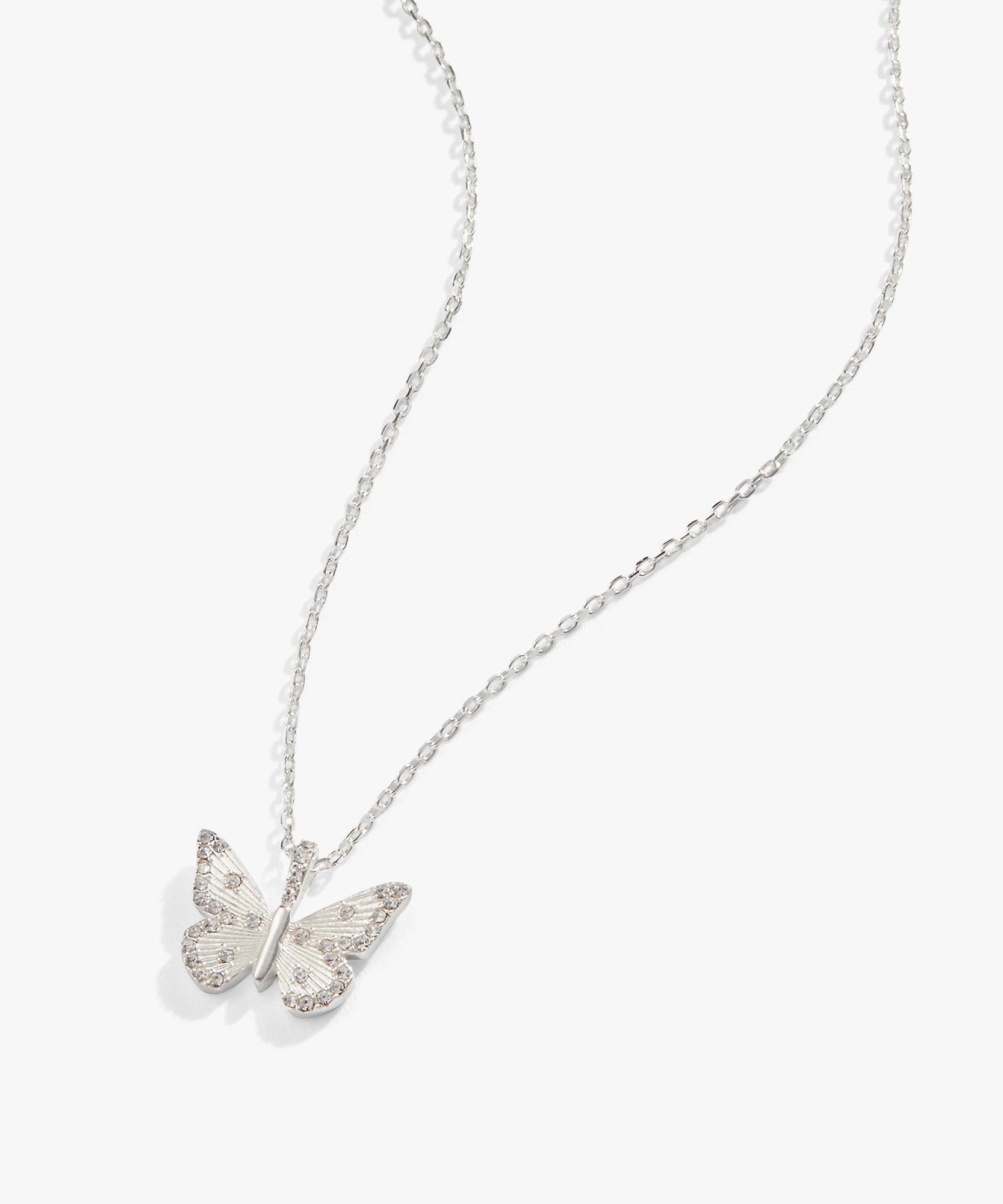Butterfly + Crystal Necklace, Adjustable
