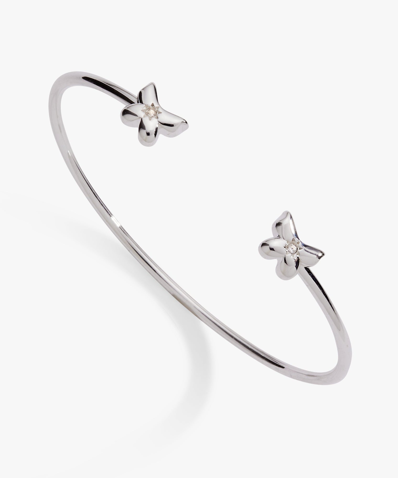 Puffy Butterfly Crystal Flex Cuff Bracelet