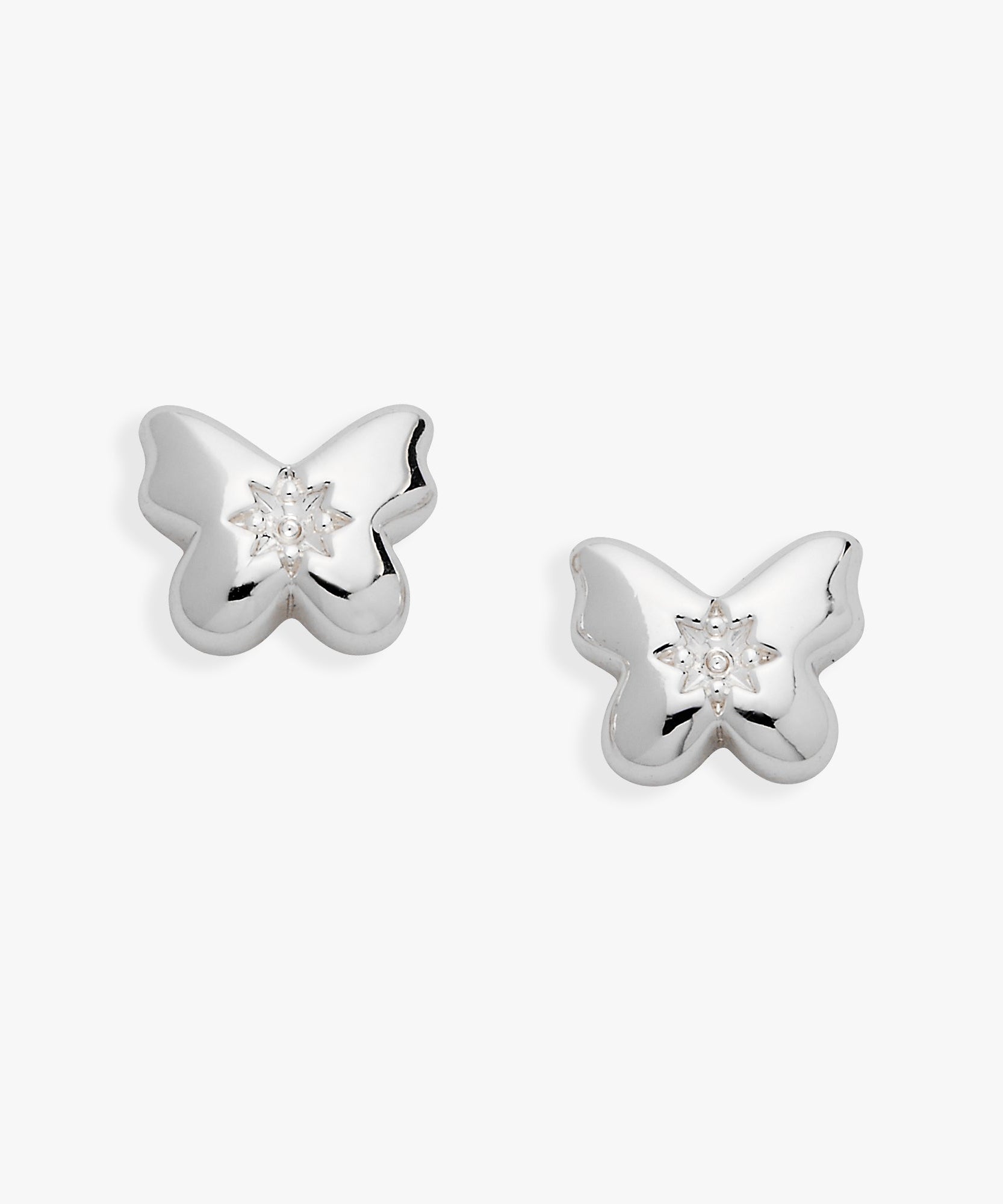 Puffy Butterfly Crystal Stud Earrings