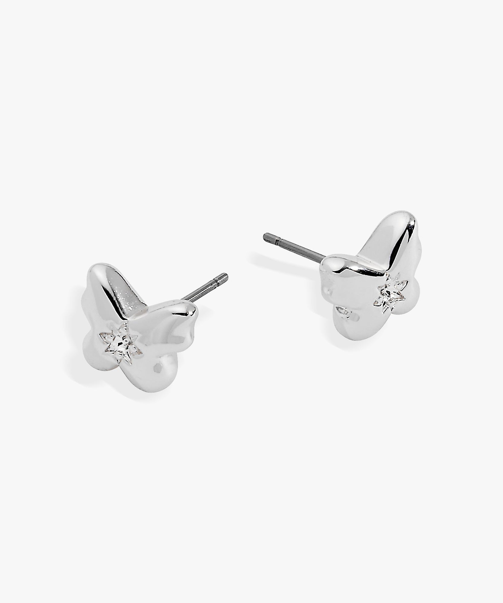 Puffy Butterfly Crystal Stud Earrings