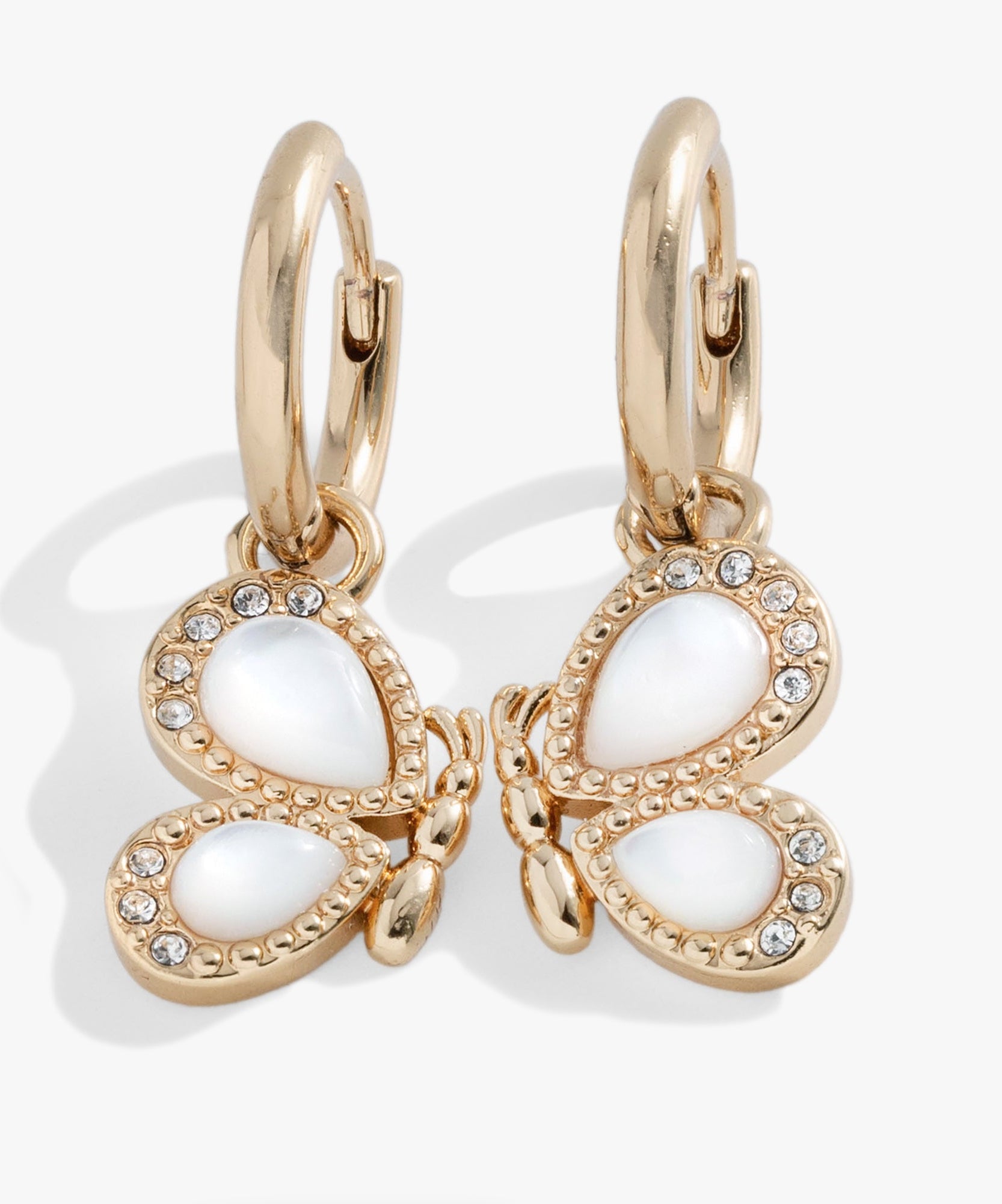 Butterfly Mother of Pearl Huggie Hoop Earrings