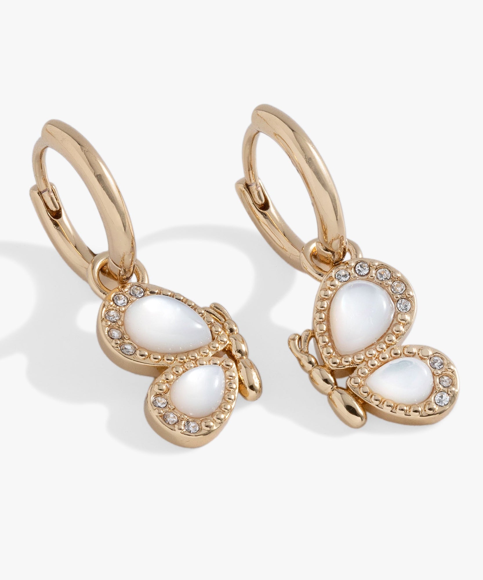 Butterfly Mother of Pearl Huggie Hoop Earrings