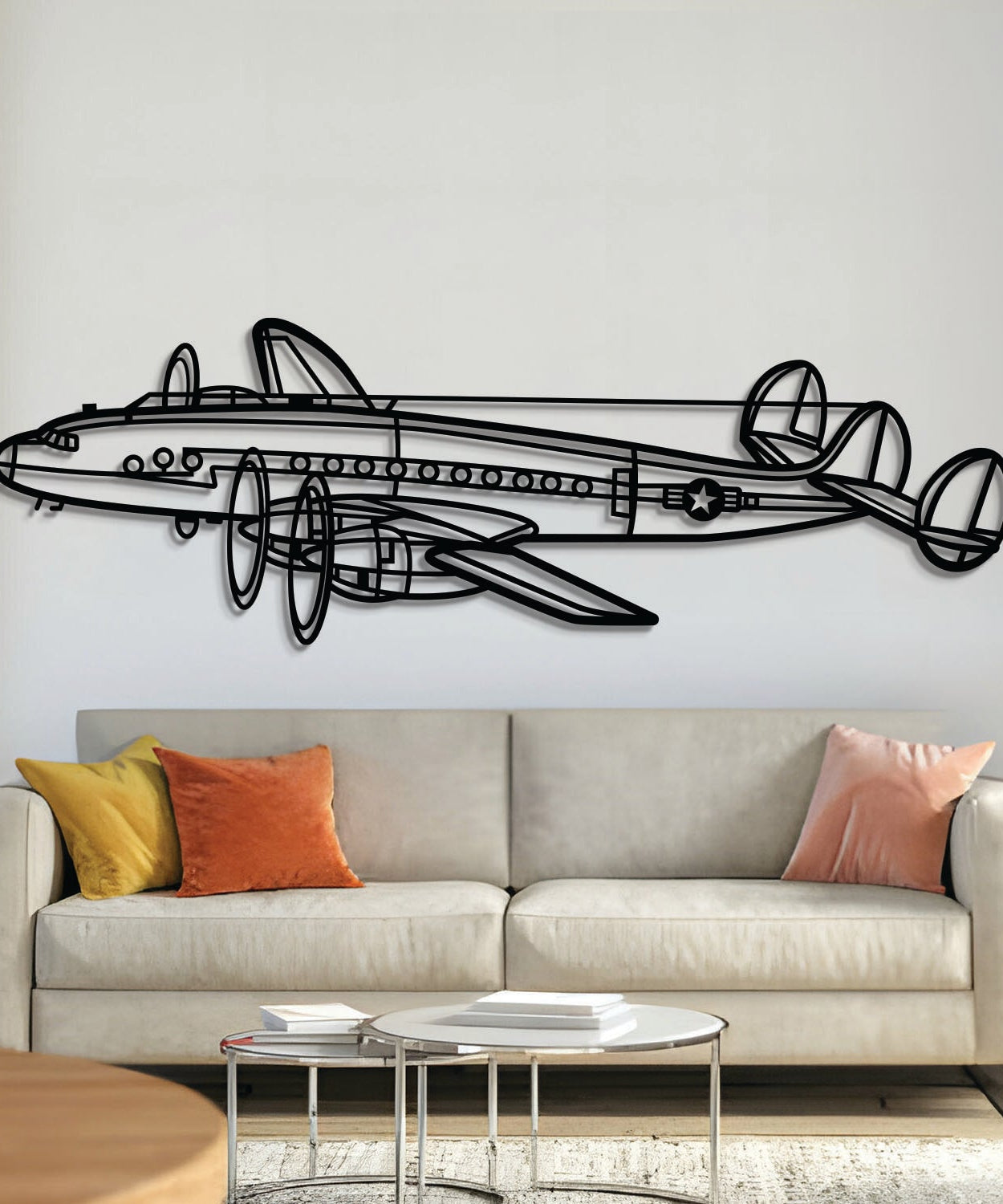 C-121A Constellation Winkel-Flugzeug-Wandkunst aus Metall – NCP0530