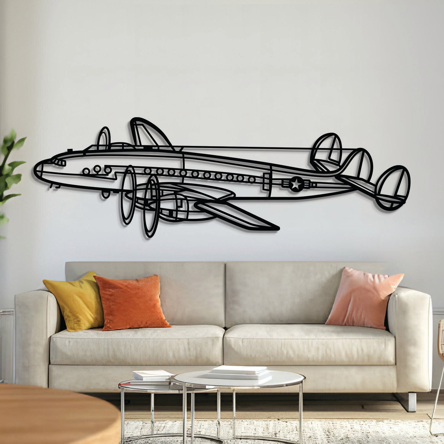 C-121A Constellation Winkel-Flugzeug-Wandkunst aus Metall – NCP0530