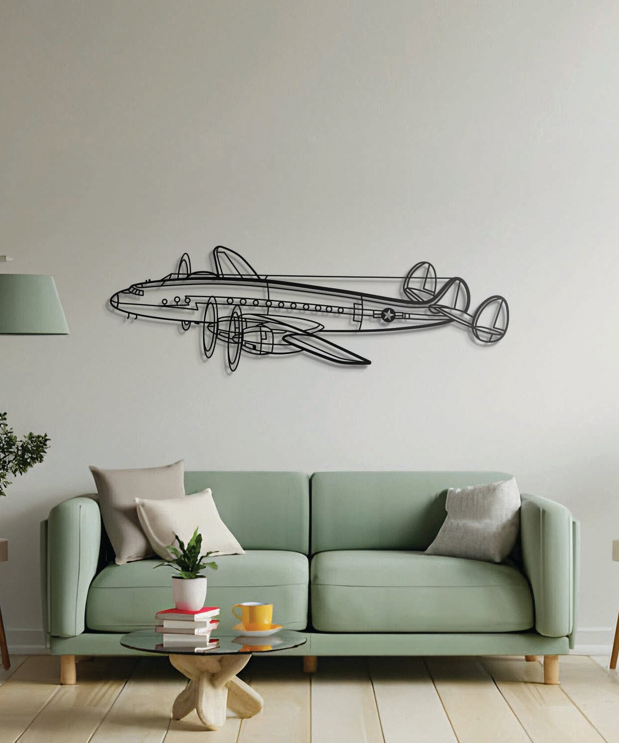 C-121A Constellation Winkel-Flugzeug-Wandkunst aus Metall – NCP0530