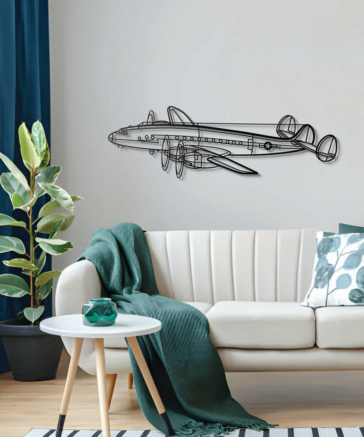 C-121A Constellation Winkel-Flugzeug-Wandkunst aus Metall – NCP0530