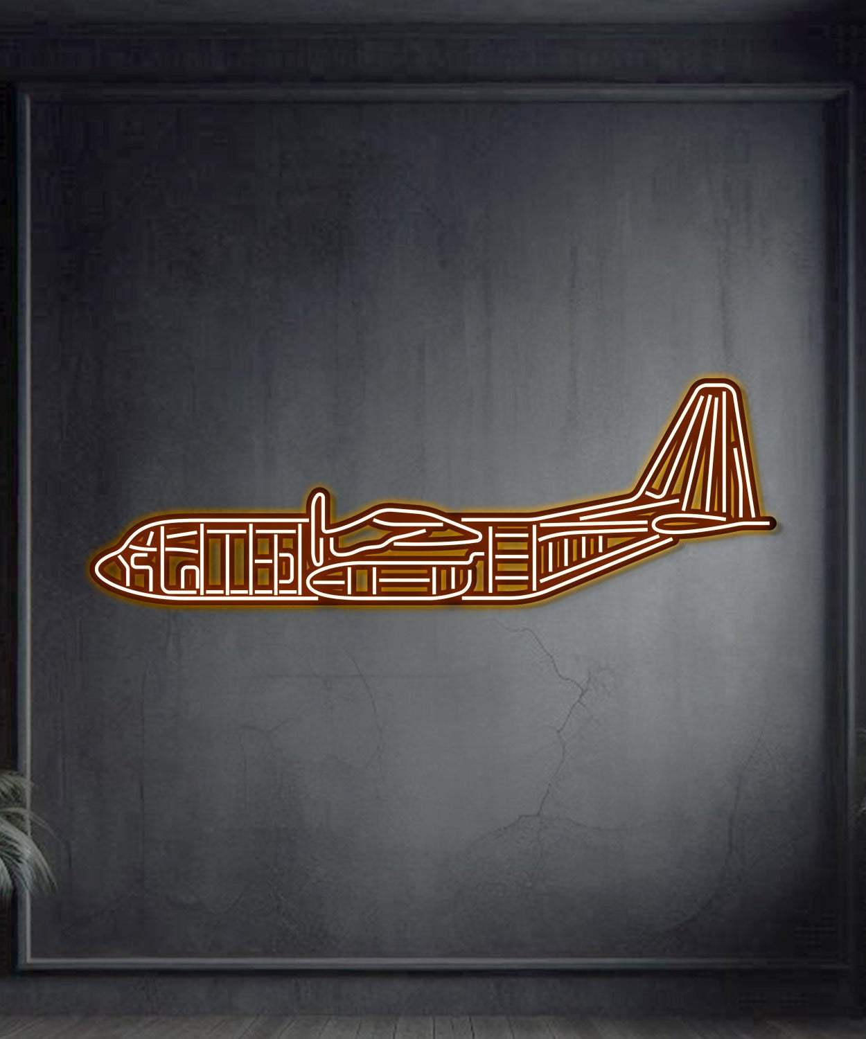 C-130 Metall-Neonflugzeug Wandkunst - NCN0019