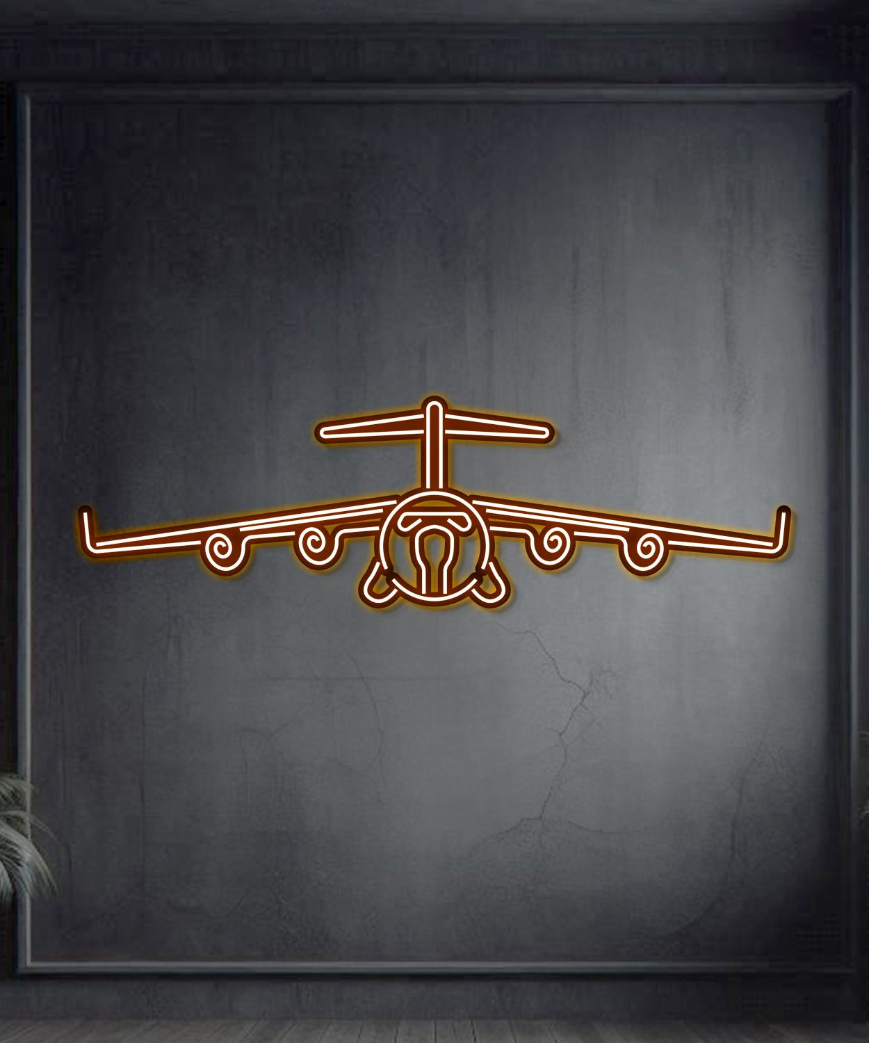 C-17 Globemaster III Metall Neon Flugzeug Wandkunst - NCN0018